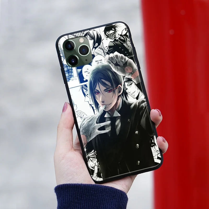 Soft Silicone Phone Case Cover Shell for iPhone 6 6s 7 8 Plus X XR XS 11 Pro Max - Sebastian Michaelis Black Butler Kuroshitsuji image 2