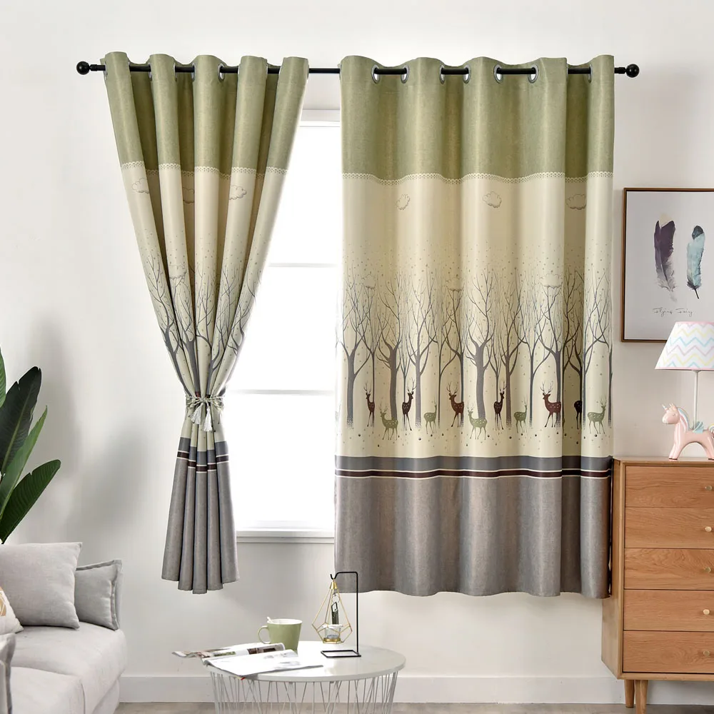 

Curtains for Living Room Print Curtain for Kids Children Girl Boys Blackout Bay Window Drapes