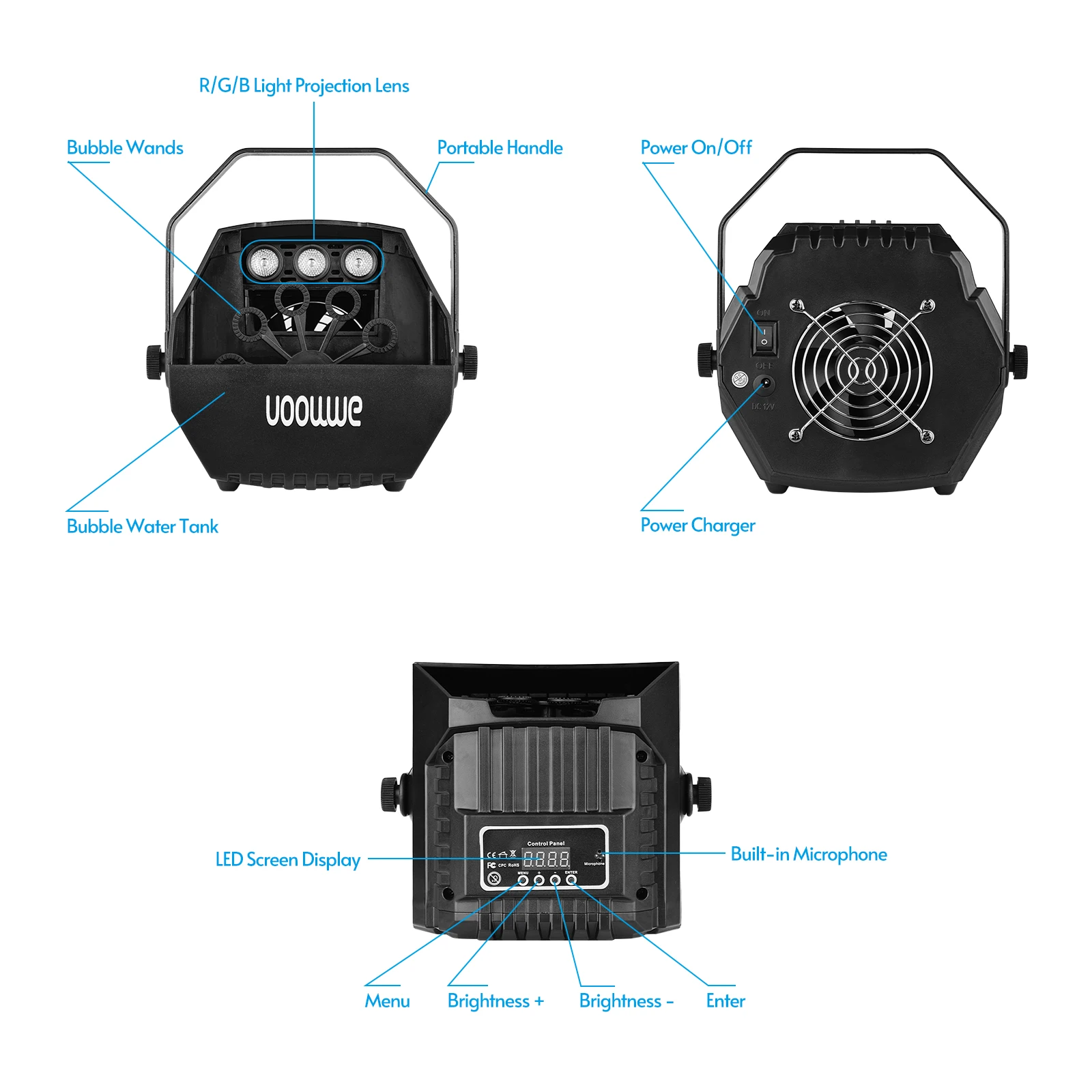 Ammoon светодиодный мыльных пузырей проектор звуковая активация с U-shape форме