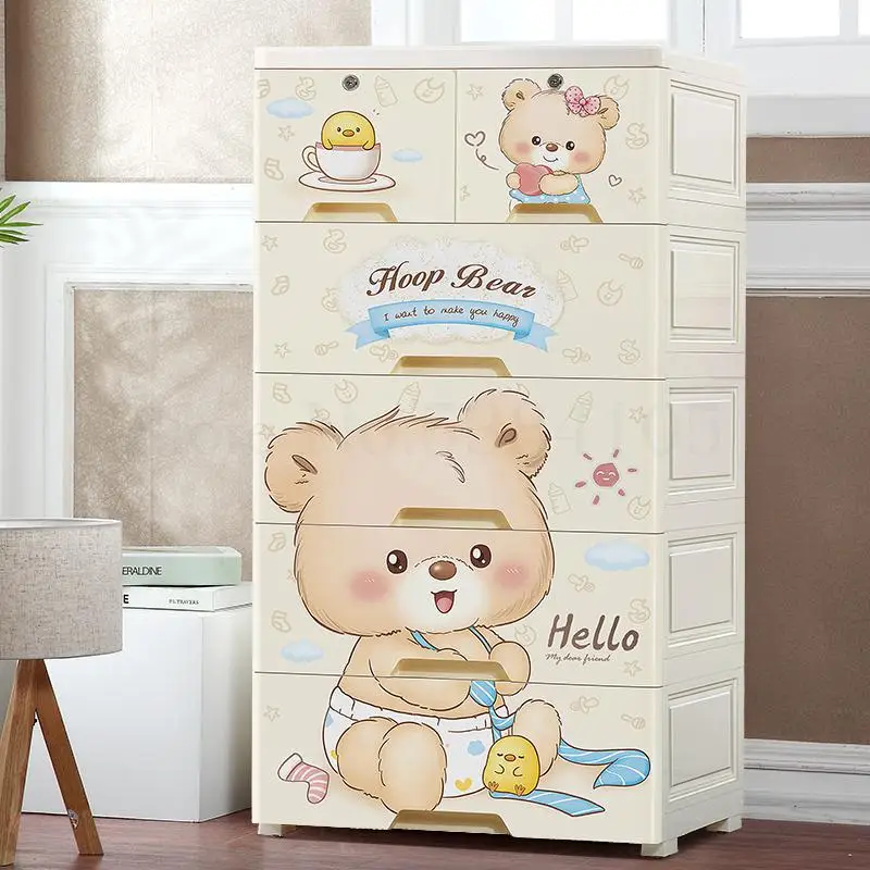 Шкаф для хранения с утолщенными выдвижными ящиками пластиковый детский шкаф