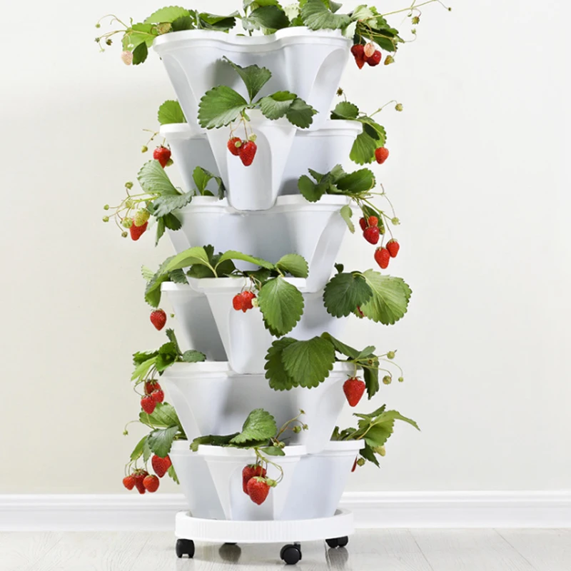 

Strawberry Planter Plastic Stackable Vertical Flowerpot Herbaceous Flowerpot Removable Tray Garden Balcony Flowerpot