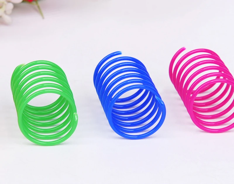 12 pcs/lot Cat Spring Toy Colorful Plastic Spring Training Toy For Interacting With Pet Cats