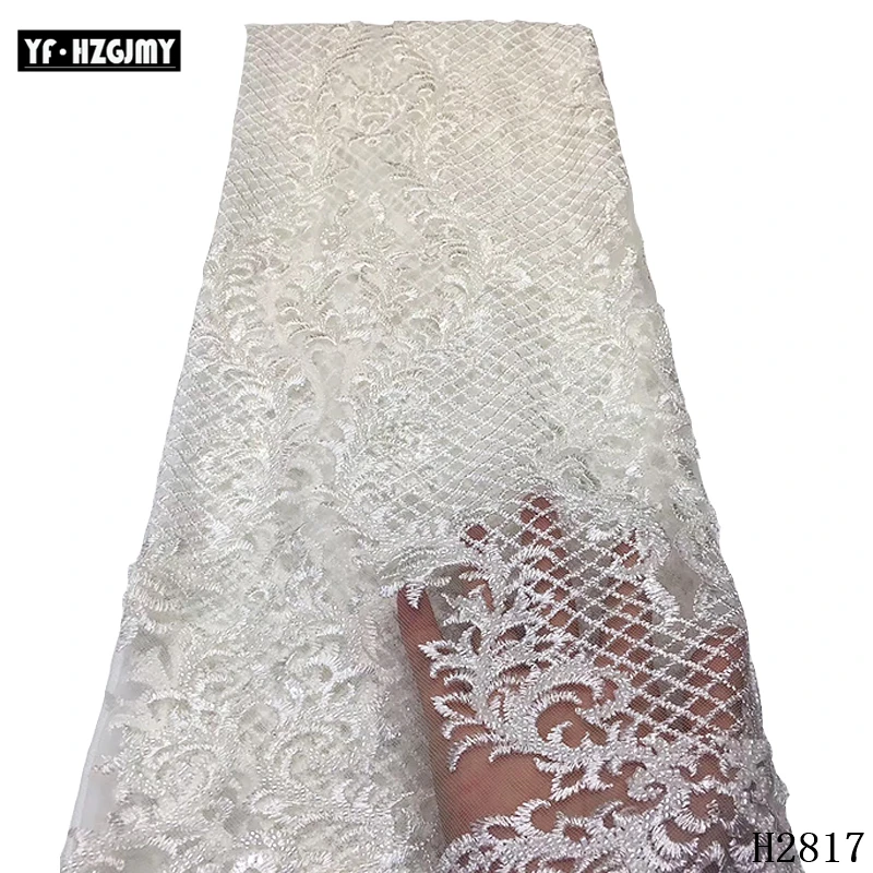 YF HZGJMY бисером/блестками Тюль Ткань кружево нигерийский африканская вышивка Чистая кружево Французская ткань для вечерние A2409 2816