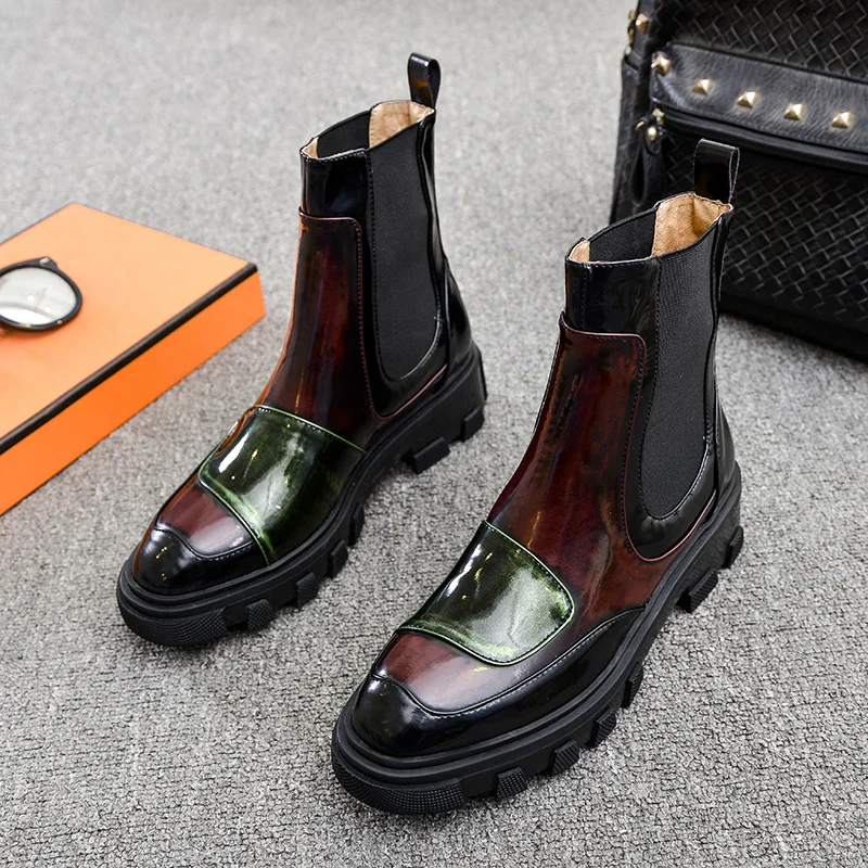 

Autumn/winter new leather round-headed thick-soled Martin boots women's colored short boots locomotive boots tide retro