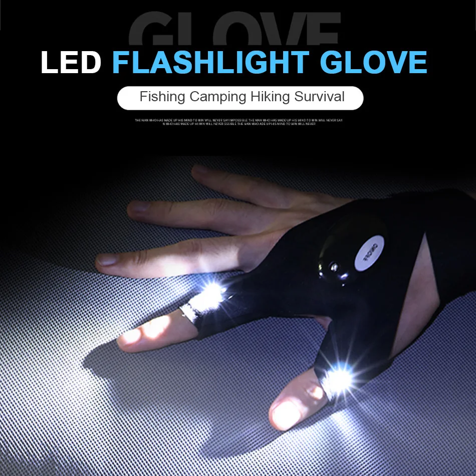 Flashlight Fingerless Glove Waterproof LED Light Torch Outdoor Tool Fishing Camping Hiking Survival Rescue Multi Light Gloves