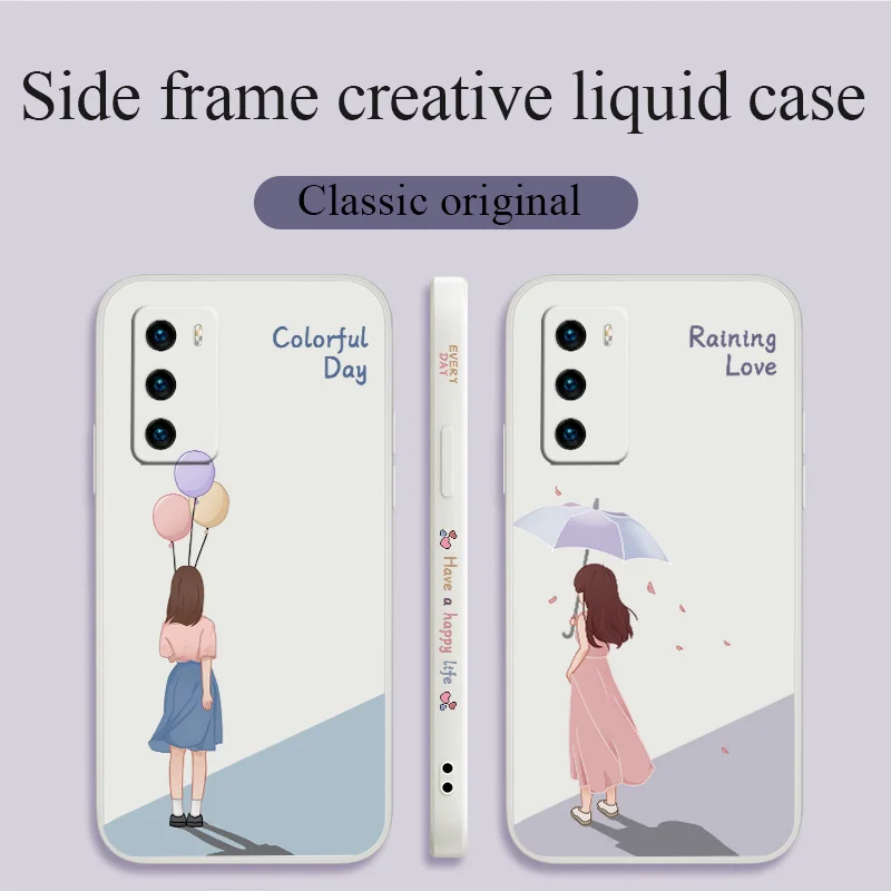 

Skinny Girl Phone Case For Huawei P40 P40Lite P30 P20 Mate 40 40Pro 30 20 Pro Lite P Smart 2021 Y7a Liquid Silicone Cover