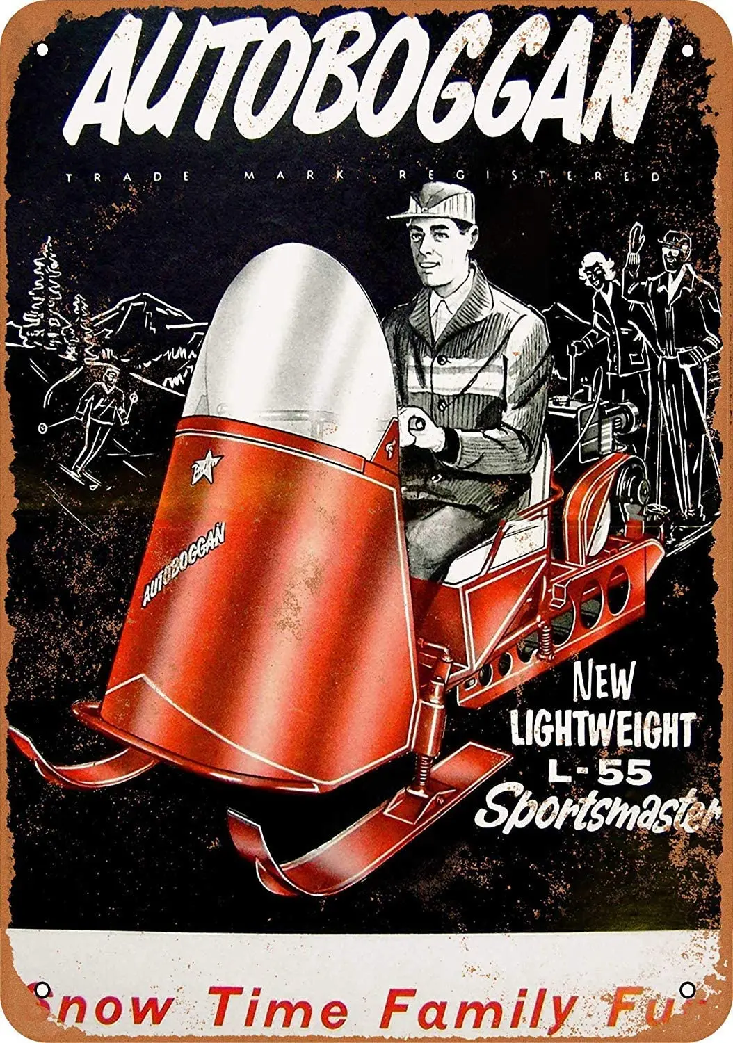 

8 x 12 Metal Sign - Vintage Look 1962 Autoboggan Snowmobiles