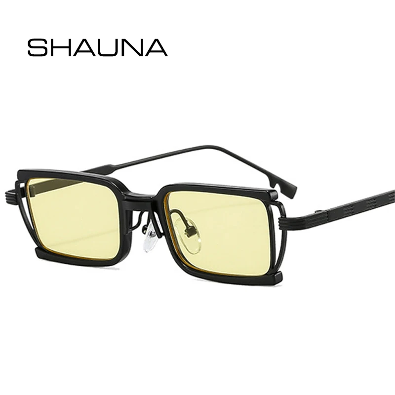 

SHAUNA Retro Small Rectangle Sunglasses Women Fashion Clear Ocean Gradient Lens Men Metal Punk Square Sun Glasses Shades UV400