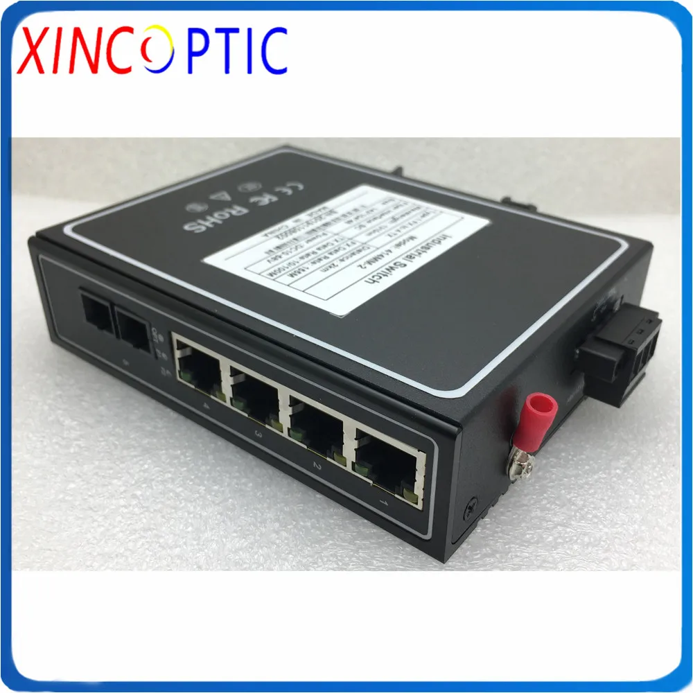 4POE IEEE802.3af/at + 1 одно волокно SM 1310 нм 20 км SC 100 м промышленный PoE