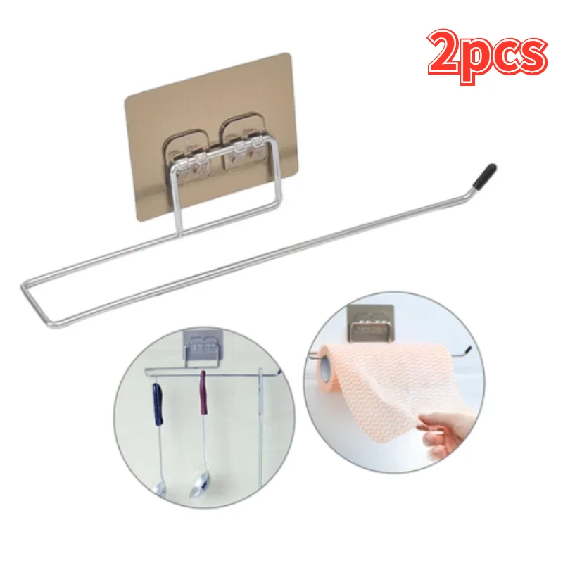 

2pcs Hanging Toilet Paper Holder Roll Paper Holder Bathroom Towel Rack Stand Kitchen Stand Paper Rack Home Storage Racks