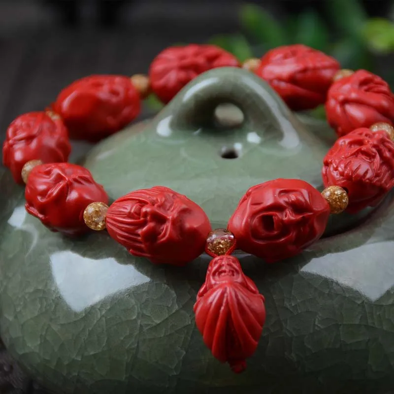 Китайский браслет из бисера cinnabar 18 Луо Хан эластичный очаровательные ювелирные