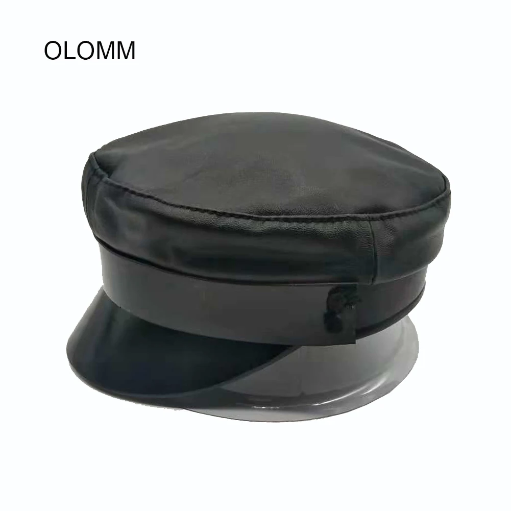 Мужская и женская шапка в стиле милитари из натуральной кожи шапки для студентов