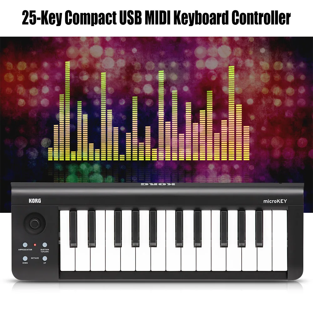 Компактный USB MIDI контроллер с клавиатурой 25 клавиш питание от совместим iPhone iPad Mac