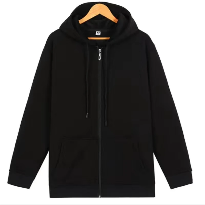 Мужская весенне-осенняя толстовка с капюшоном и карманами на молнии большие