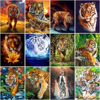 diy tiger 5d diamond painting full round mosaic tigers diamond embroidery rhinestone decor home gift