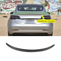 car styling real carbon fiber car rear trunk boot lip spoiler wing guard car accessories exterior for tesla model 3 2017 2020