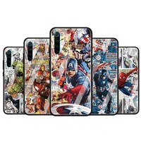 spiderman captain america for xiaomi redmi k40 k30 k20 pro plus 9c 9a 9 8a 7 luxury shell tempered glass phone case cover