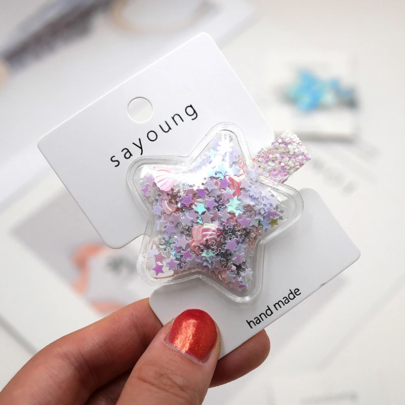 M MISM 1 шт. заколки для волос с блестками и звездами безопасные детские Детские