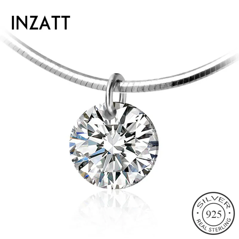 

SOFTPIG Real 925 Sterling Silver ROUND Zircon Pendant Necklace For Fashion Women Birthday Party Fine Jewelry Cute Accessories