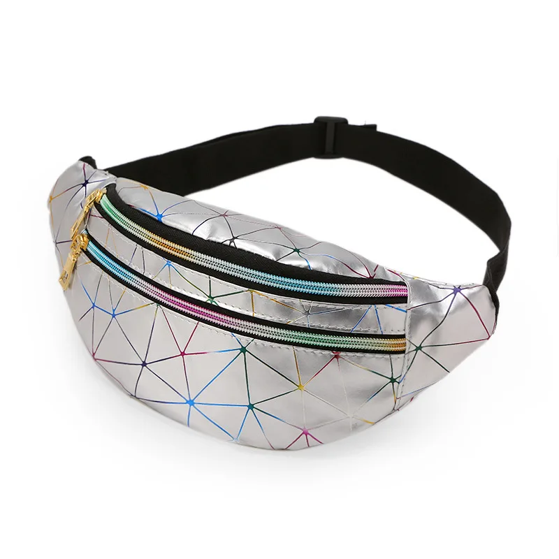 

New Holographic Fanny Pack Women's Belt Bag Female Waist Bags Laser Chest Phone Pouch Lady Banana Purse Bum Bag Chest Bags