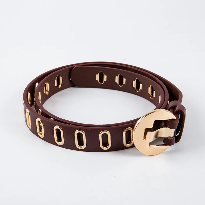 

New Women Belt Adjustable Hole Punk Belts For Women Alloy Pin Buckle Leather Belt For Pants Dresses