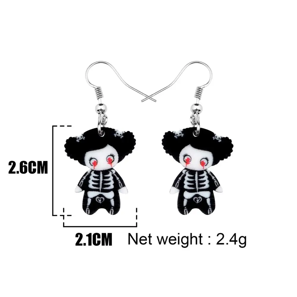 

Bonsny Acrylic Halloween Anime Skull Girl Blood Eye Earrings Drop Dangle Decoration Jewelry For Women Girl Teen 2019 Party Gifts