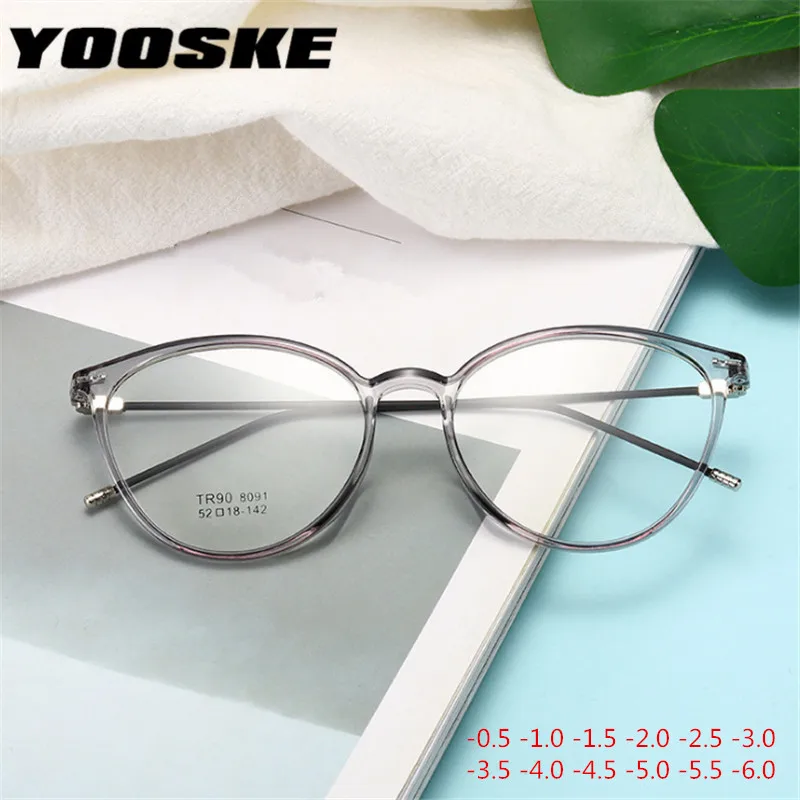 Ультралегкие очки YOOSKE TR90 для близорукости мужчин и женщин прозрачные