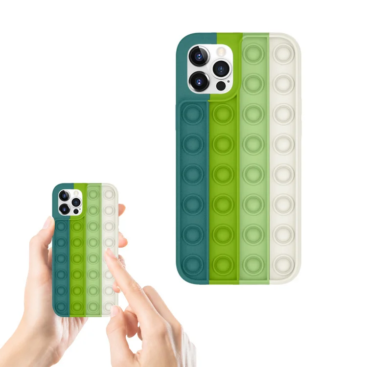 

Newest Creative Phone Case, Anti shock Sensory Fidget Toy Rainbow Bubble Silicone Phone Case Cover for Phone 12