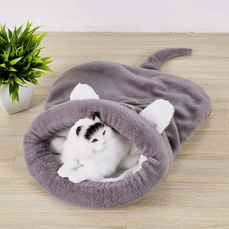 

Мягкая теплая кровать для домашних животных, зимний флисовый спальный мешок для кошек, кровать для щенков, маленьких собак, коврик для домаш...