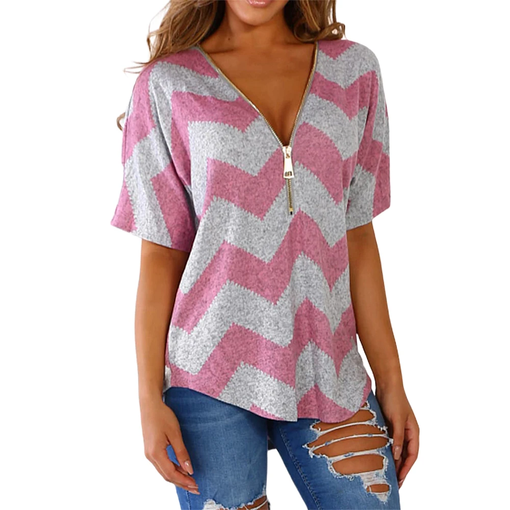 Женская футболка с v образным вырезом на молнии сарафан коротким рукавом