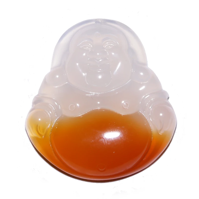 Натуральный китайский агат нефрит Кулон Будда белый желтый Модный Шарм ручной