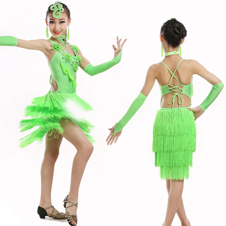 Танцевальная одежда для сальсы Танго ча костюм латинских танцев девочек детский