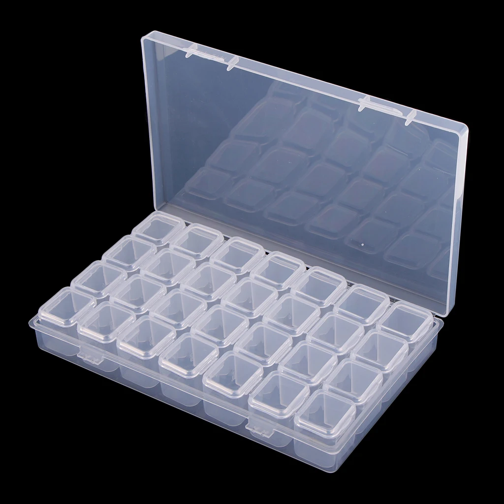 

Organizer Box with 28 Grids Portable Clear Plastic Travel Container