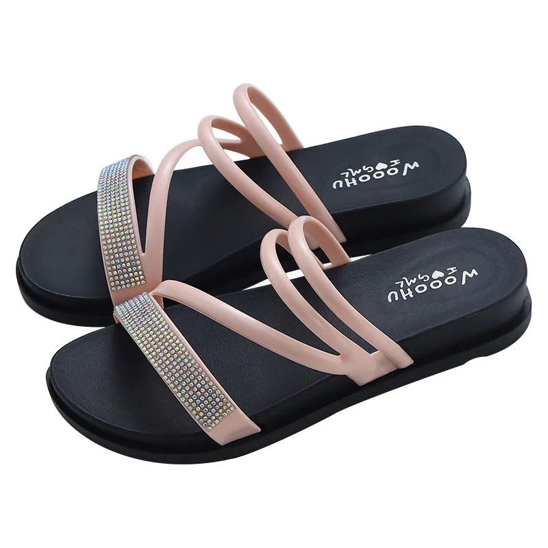 

2021 nian New Roman Sandals Women's Casual Summer Cross Peep-Toe Cool Flat Semi-Trailing Sandals Outer Wear Sandals