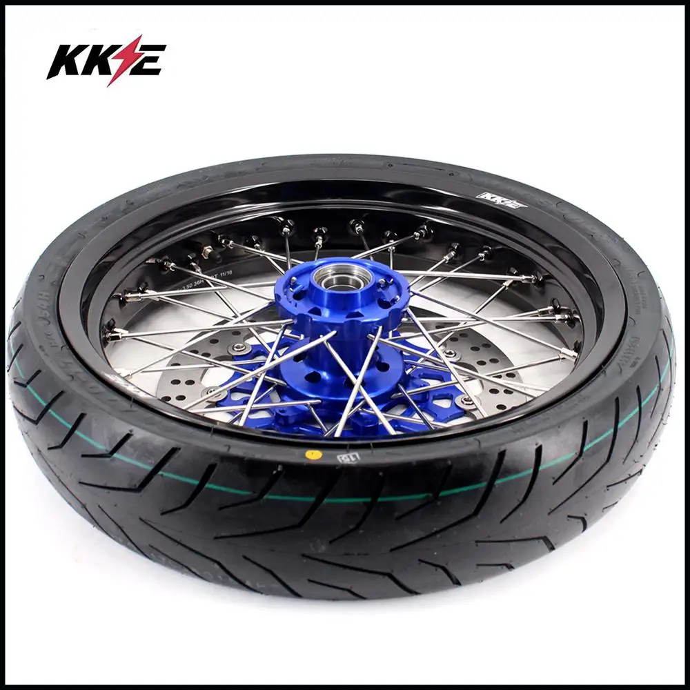 3,5/4,25 Spoked супер мото колеса CST обод шины Набор для HUSABERG FE FC 250 350 450 501 2004- Supermotard диски синий