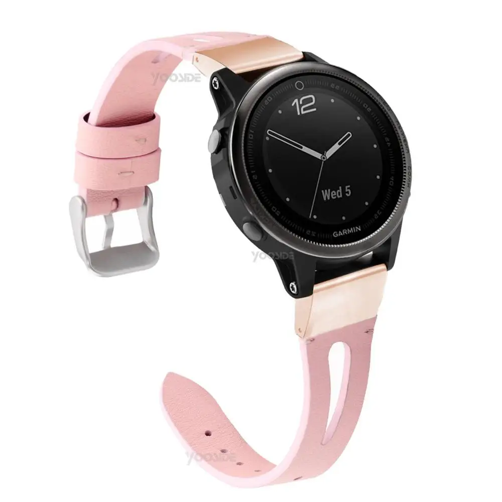 Браслет YOOSIDE 20 мм Quick Fit из искусственной кожи и нержавеющей стали для часов Garmin Fenix 5S/Fenix 5S Plus - Цвет: Pink-Rosegold QuickF
