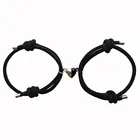 Магнитный браслет, стальной кулон в форме сердца, Парные браслеты для женских браслетов, плетеная веревка, магнитная цепь на запястье, ювелирные изделия