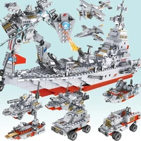 1000pcs ww2 army battle cruiser tanks plane modern military series warship fighter robot building blocks toys figures boys gifts