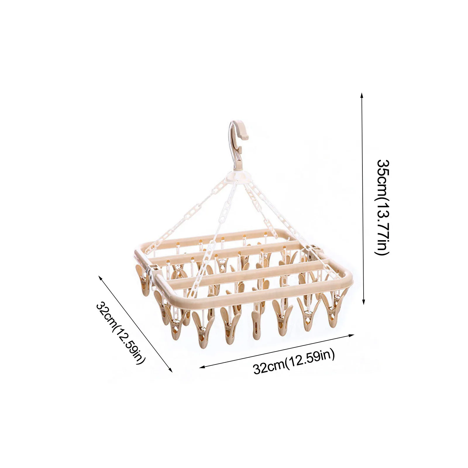 

Folding Clothes Hanger Towels Socks Bras Underwear Drying Rack With 32 Clips Plastic Space Saving Closet Organizer Hanger Rack