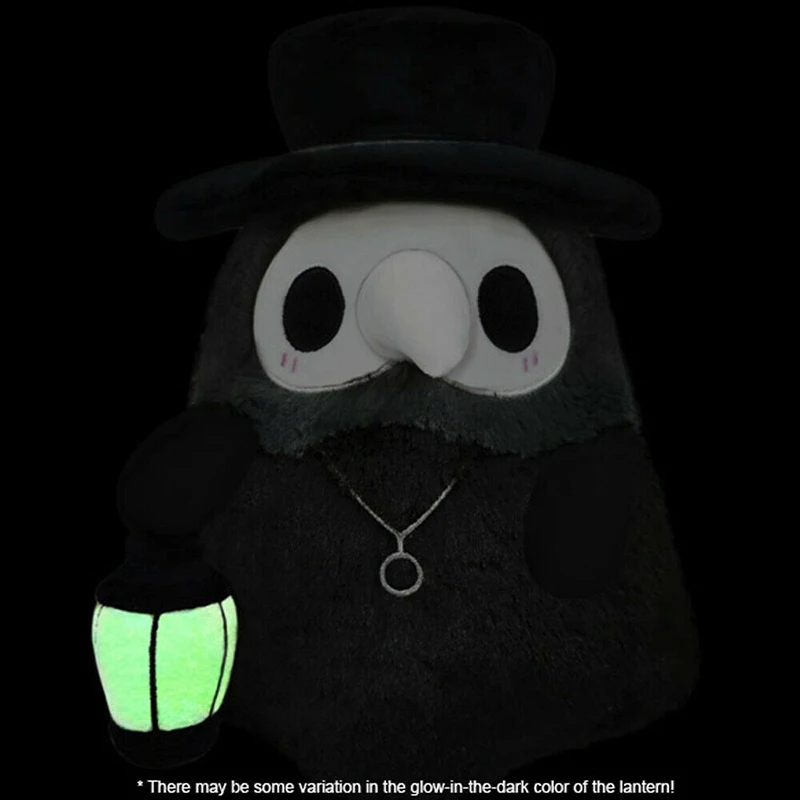 

20CM Plague Doctor Plush Toy Plague Crow Halloween Luminous Doll Light-absorbing Ragdoll Steampunk Toy