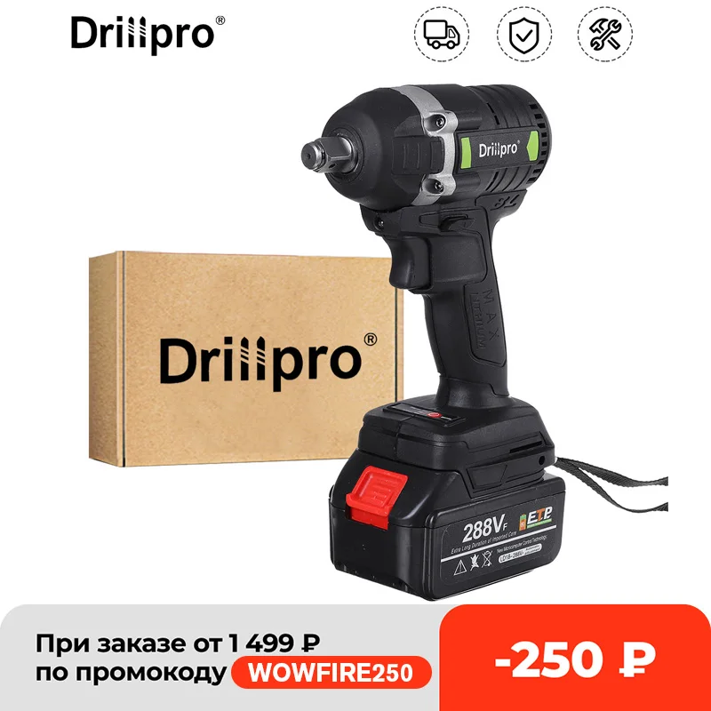 

288VF Brushless Cordless Electric Impact Wrench 1/2 inch Power Tools with 19800mAh Li-ion Battery Sleeve for Makita Battery
