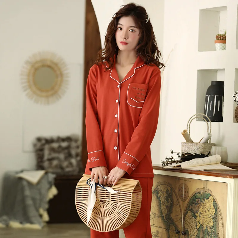 Весенняя модная женская пижама из двух частей в стиле ретро Женская домашняя