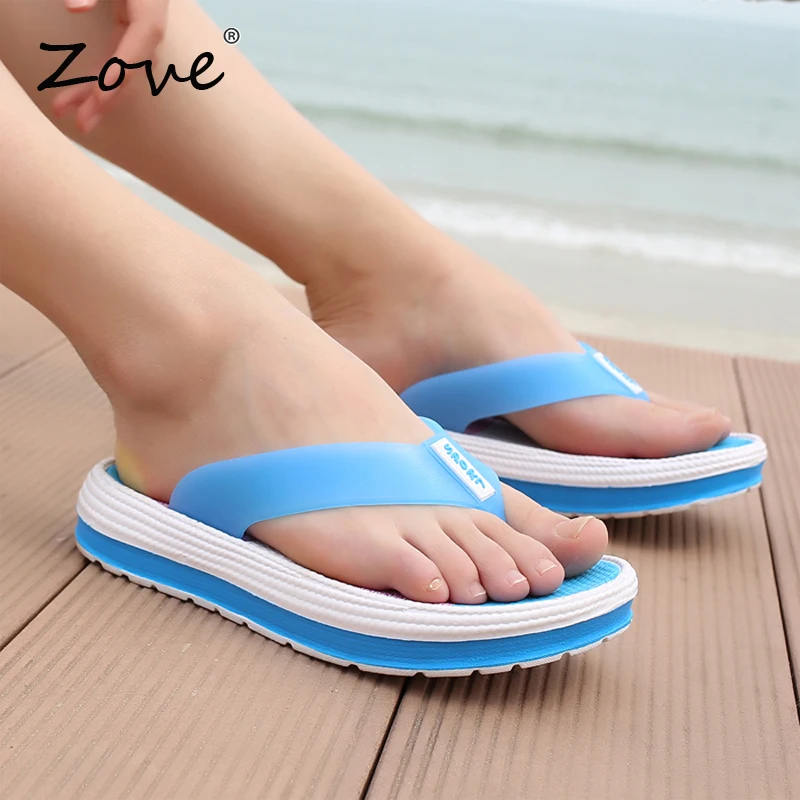 Женские шлепанцы на плоской подошве ZOVE легкие пляжные пляжная обувь лето 2019 |