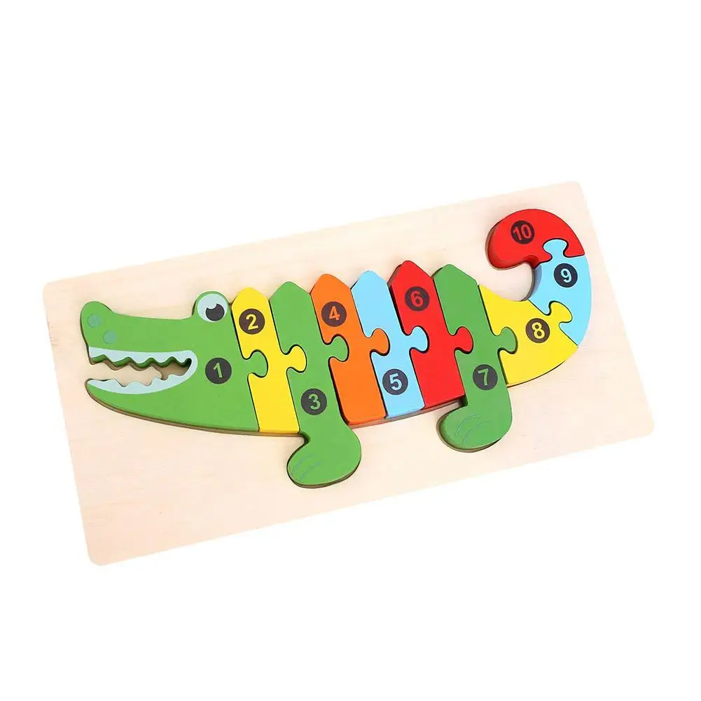 

4-6 Years Old Kids Wooden Children Three-dimensional Digital Animal Puzzle Educational Toys For Children