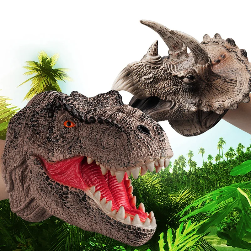 Triceratops Tyrannosaurus Of Dinosaur Hand Puppet For Stories Non-toxic Rubber Realistic Toys Collection Model Gift | Игрушки и хобби