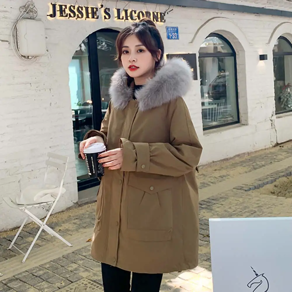 

2020 New Autumn Winter Warm Thick Fur Lining Parkas Women Winter Coat Fashion Female Winter Jacket Women Outwear