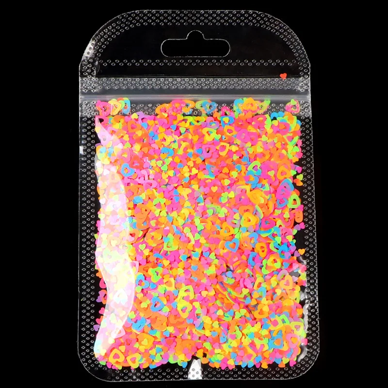 

6MM Neon Hollow Heart Shape Nail Sequins Glitter Nails Art Decorations Sequin DIY Manicure Design Nail Accessories