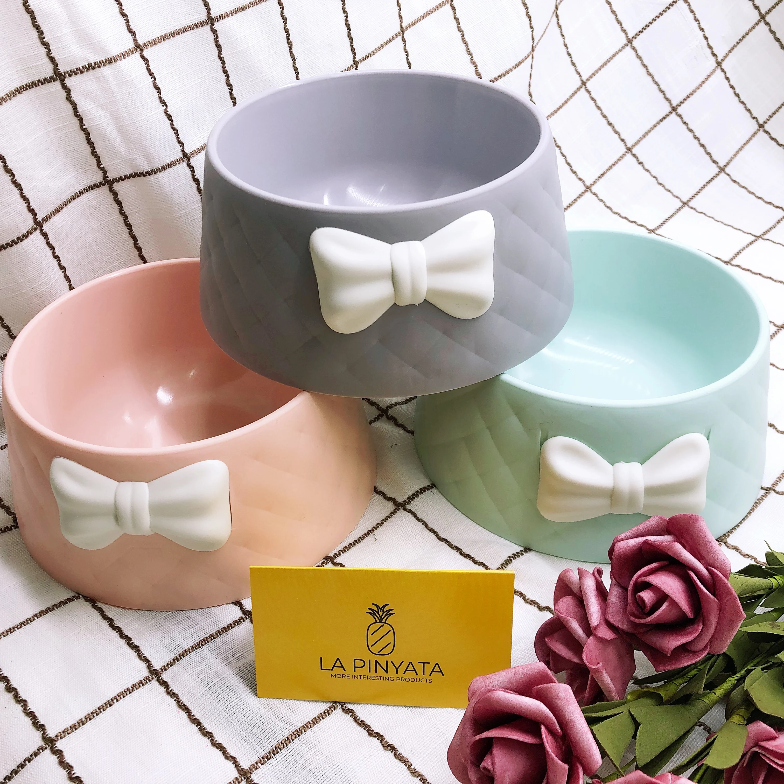 Пластиковая миска бант карамельный цвет товары для домашних животных прекрасный