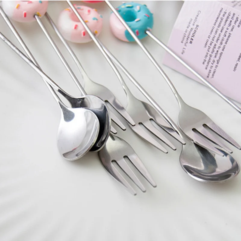 Кухонные столовые приборы из нержавеющей стали ложки с пончиками кофейная