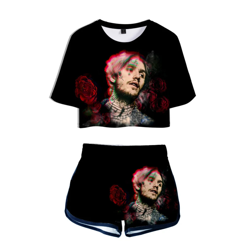 Lil Peep 3D женский костюм с коротким рукавом мода 2 шт. домашний для бега сплошной